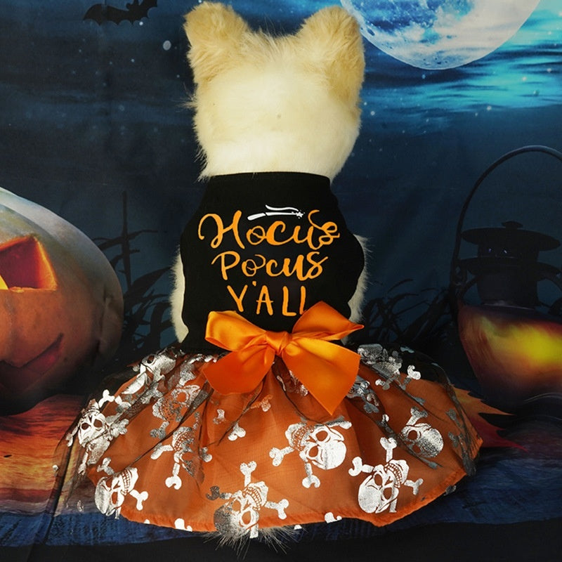 Pet Clothes Halloween Dog Cat Party Decoration Skull Black - Discount Halloween City