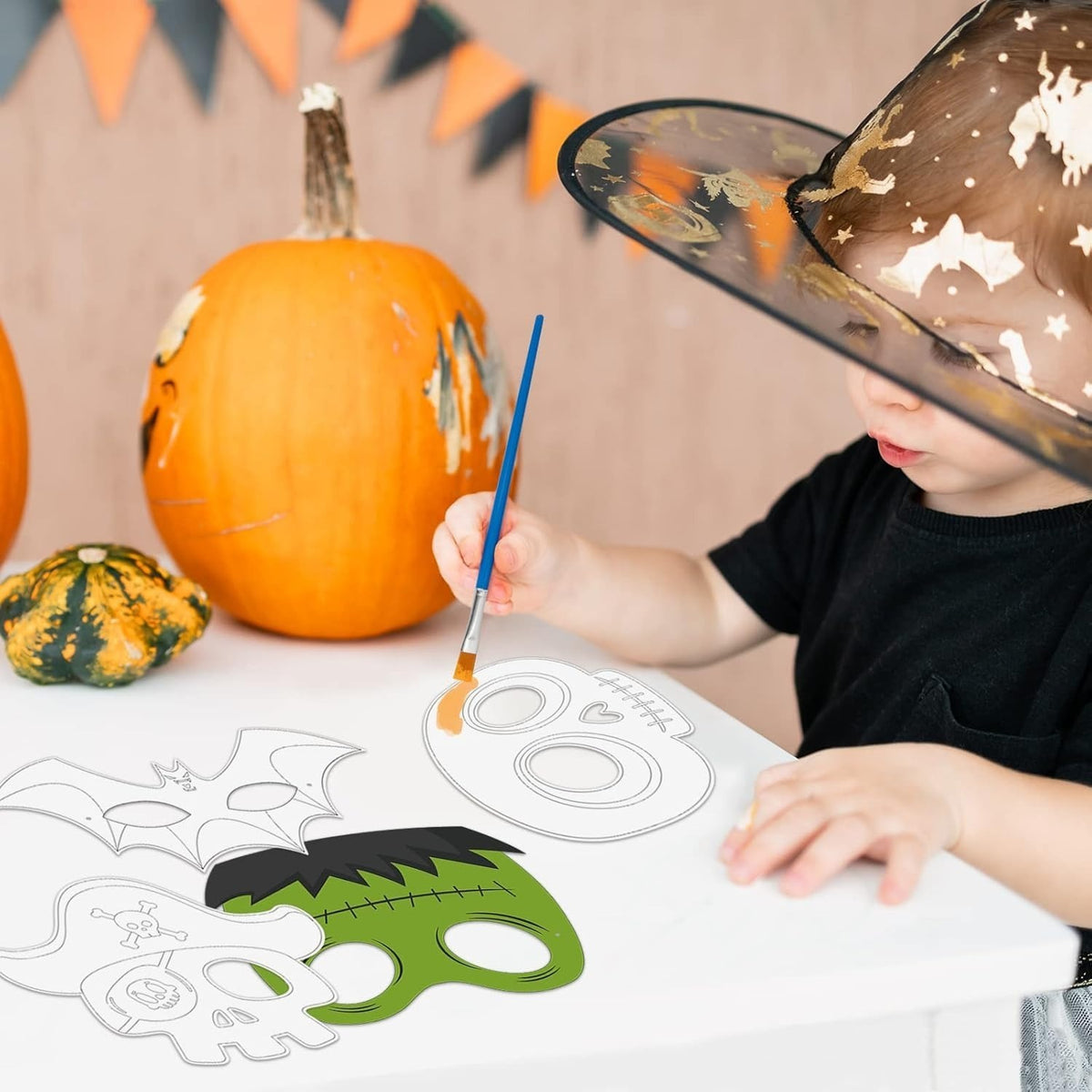 24-Piece Colored Paper Halloween Mask Craft Set - product image 3