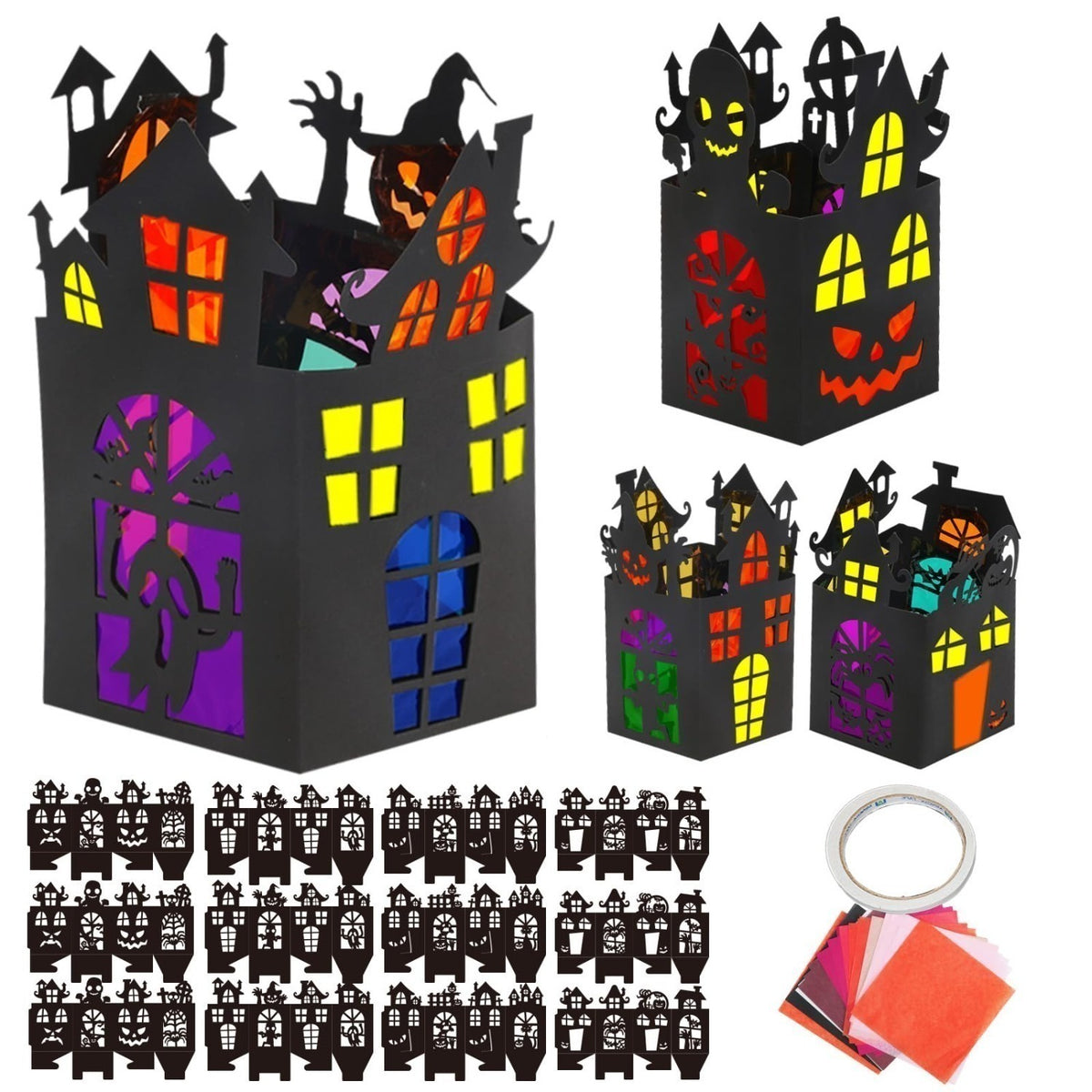 12-Piece Haunted House Ghost Halloween Paper Craft Set