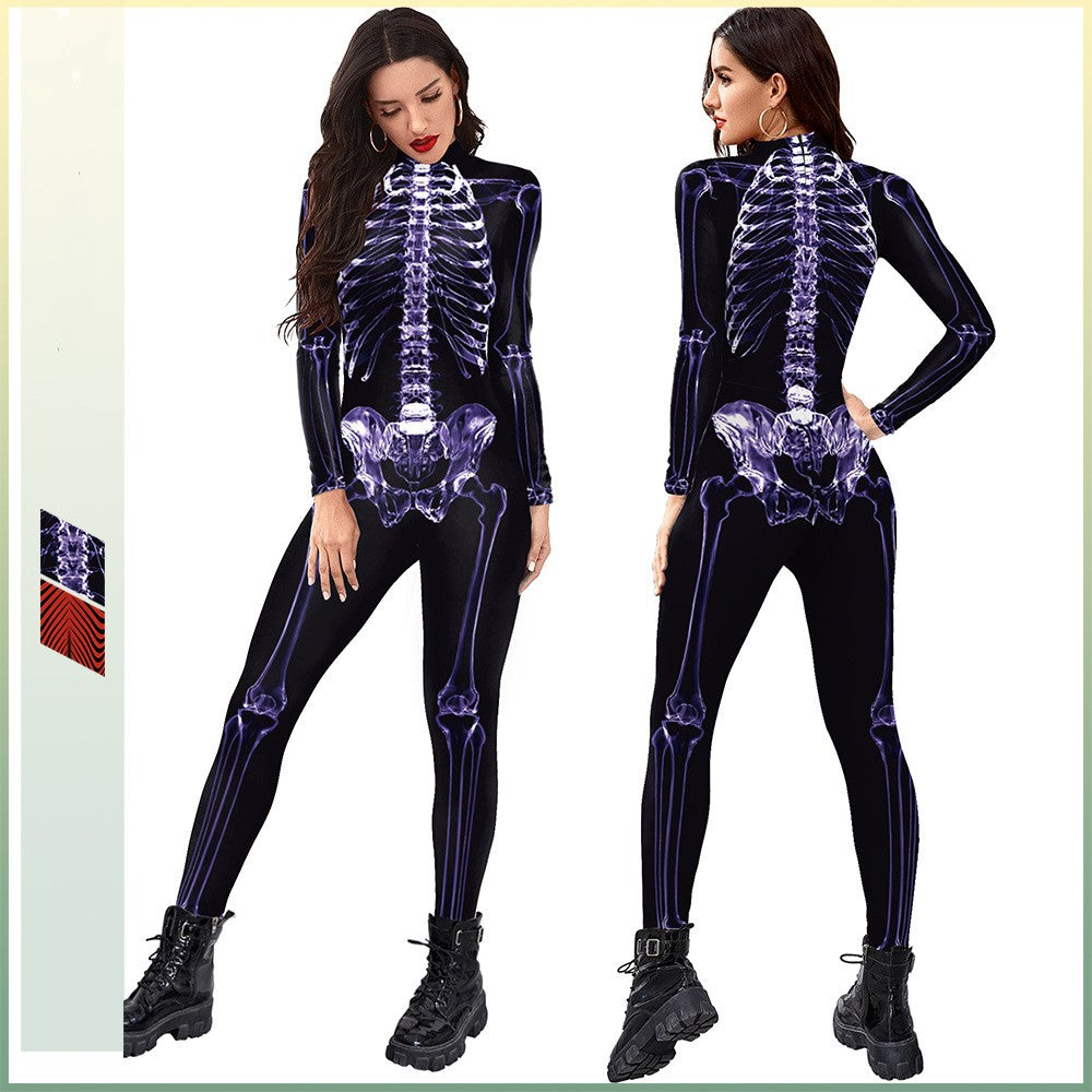 Halloween Funny Skeleton 3d Printed Stage Costume Jumpsuit - Discount Halloween City