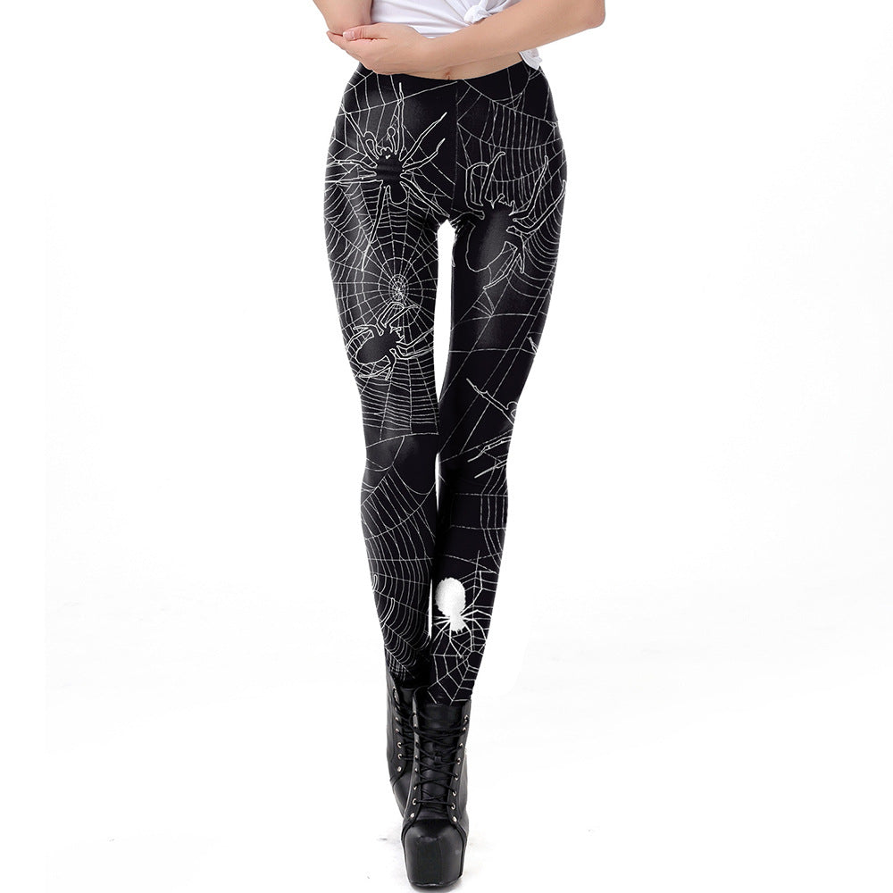 Halloween Costume Horror Ladies Skull Print Leggings - Discount Halloween City