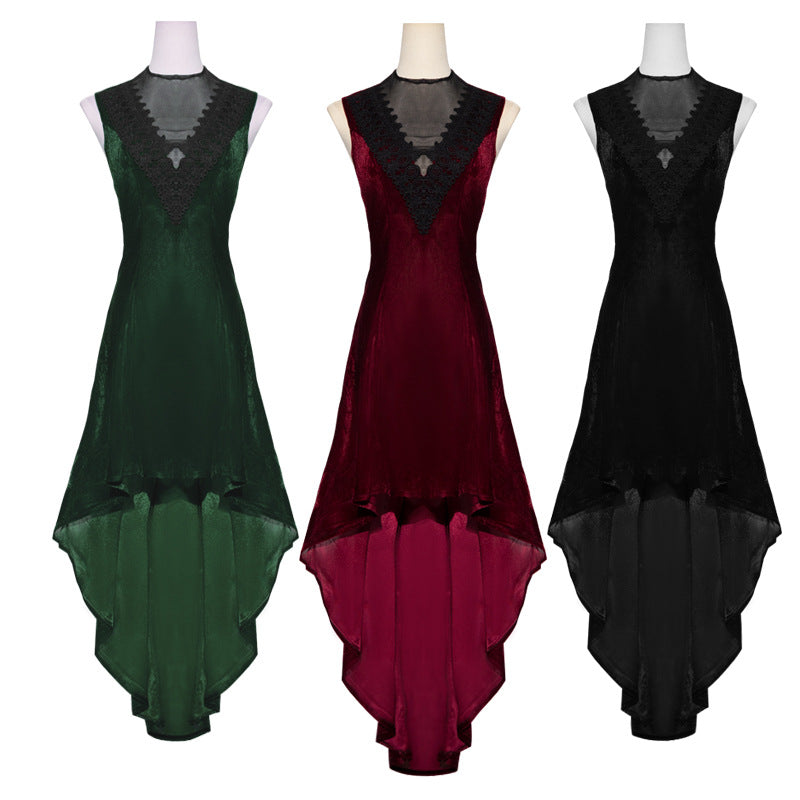 Medieval Retro Pleuche Dress Halloween Cos Performance - Costumes