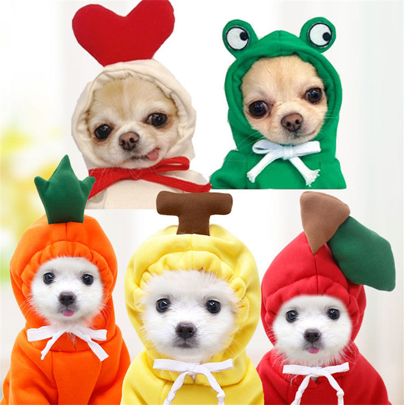 Cute Fruit Dog Clothes for Small Dogs Hoodies Winter Warm - Discount Halloween City