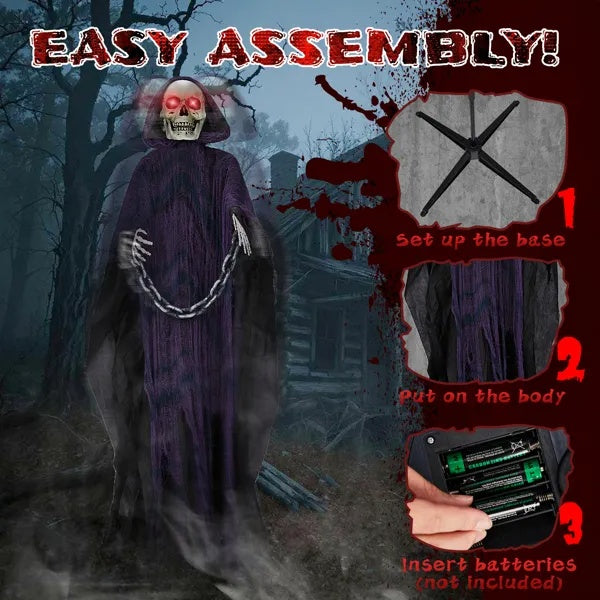 6-Ft Grim Reaper Animatronic with Chain & Sound - product image 4