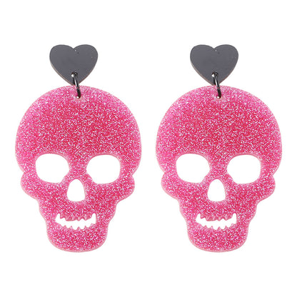 Halloween P Skull Sequin Acrylic Hollow Pendant - Discount Halloween City