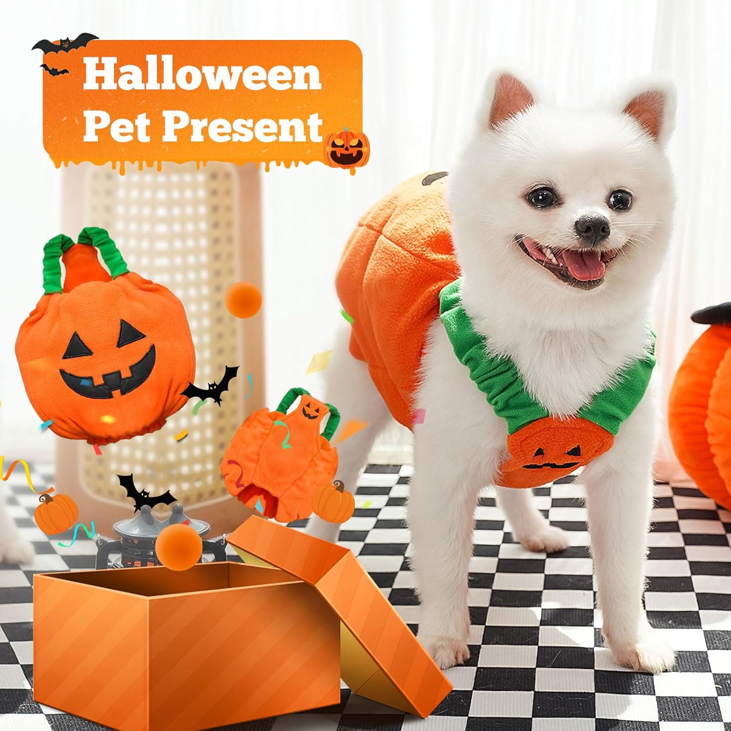 Funny Pumpkin Dog Halloween Costume Dog & Cat Thick Plush - Discount Halloween City