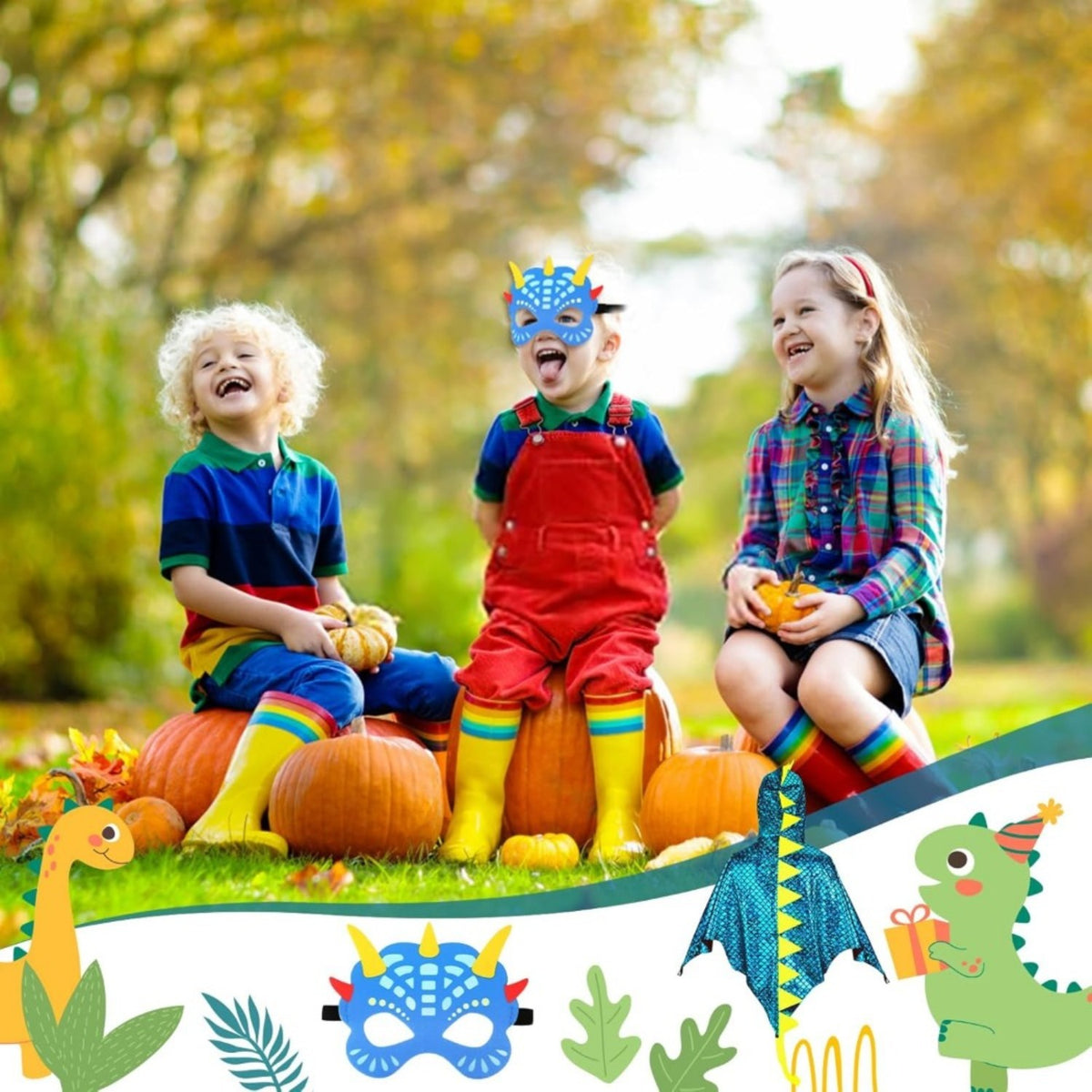Dinosaur Halloween Cape Costume Set with Mask & Gloves - Design 1 - product image 3