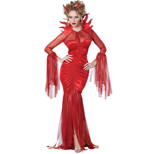 Red Halloween Long Sleeve Evil Women's Devil Costume - Discount Halloween City
