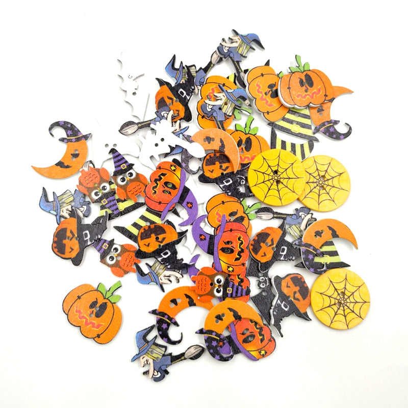 DIY White Background Painted Halloween Wood Chip Decoration - Discount Halloween City