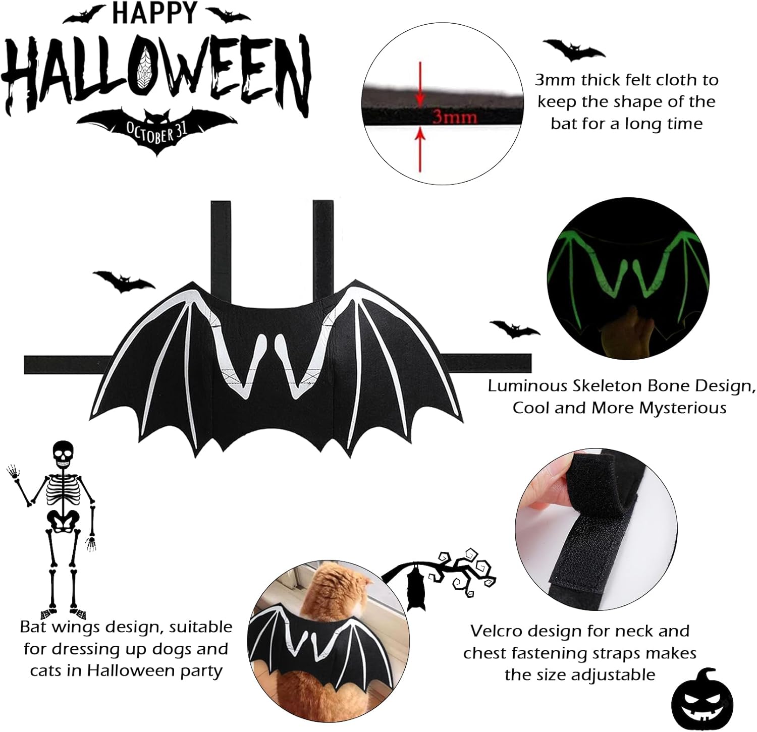 Dog Halloween Costumes Dog Bat Costume Cool Luminous - Discount Halloween City
