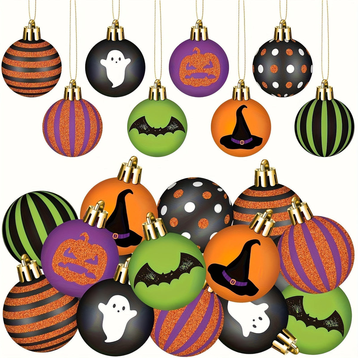Halloween Tree Ornaments Spooky Baubles Set (24pcs)