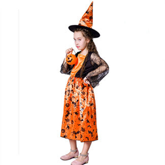 Halloween Kids's Little Girl Pumpkin Witch Dress Girl Witch - Discount Halloween City