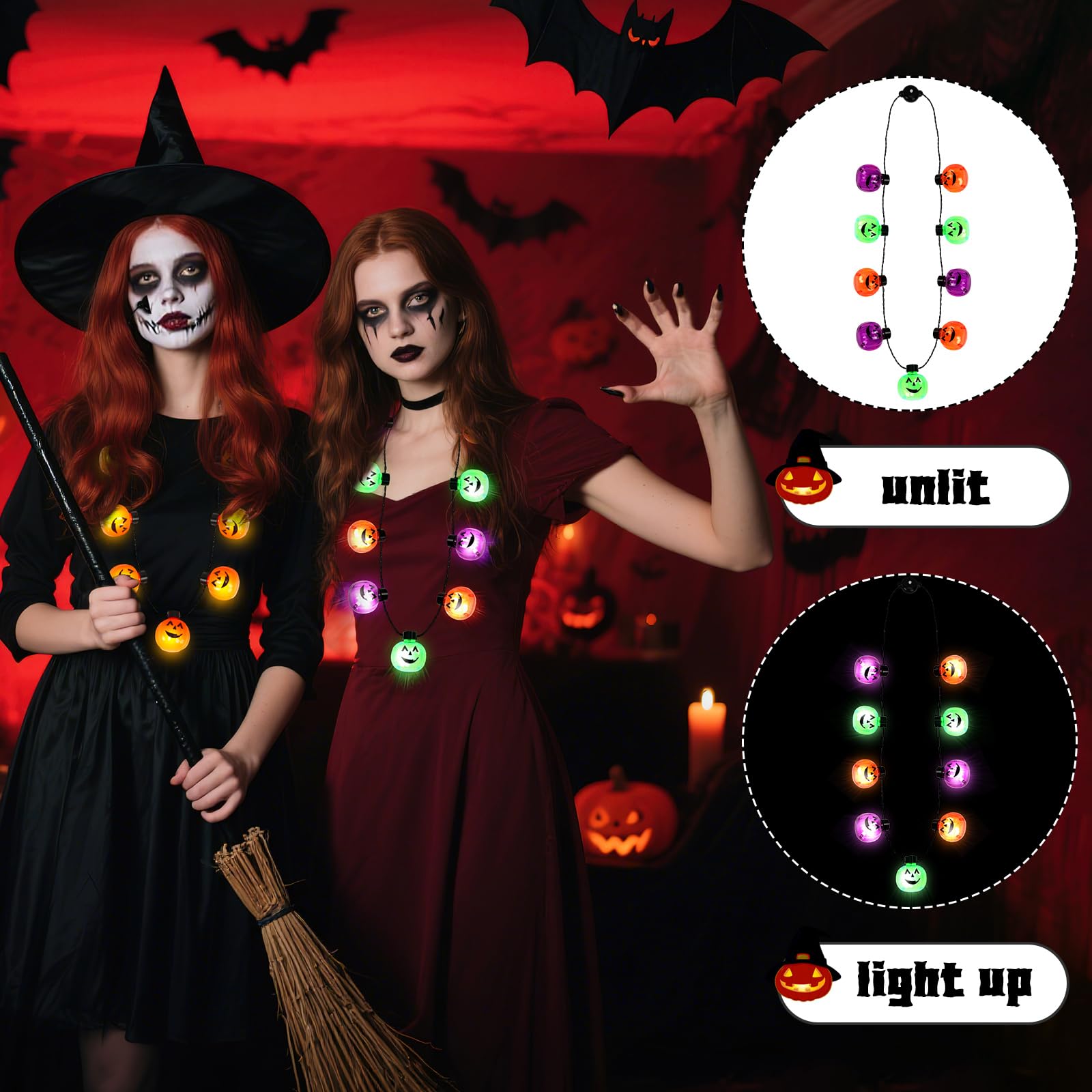 3-Piece Halloween Light Up Necklaces - Discount Halloween City