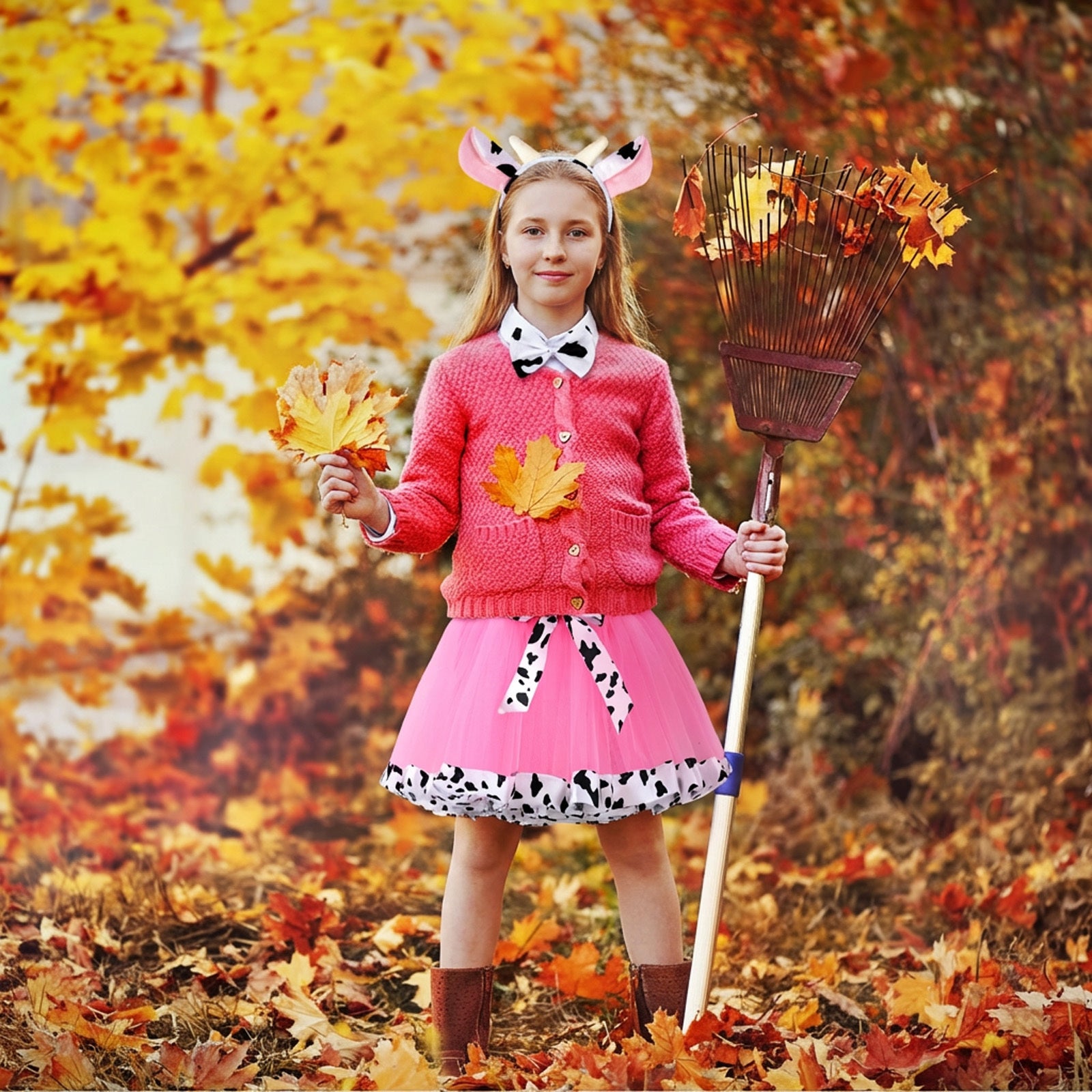 Cow Costume 4-piece Set - Complete Costume Set with - Discount Halloween City
