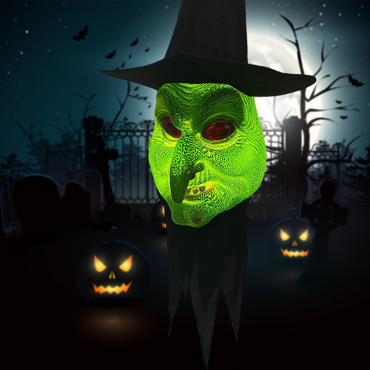 3D Halloween Witch Mask Lantern Hanging Decoration