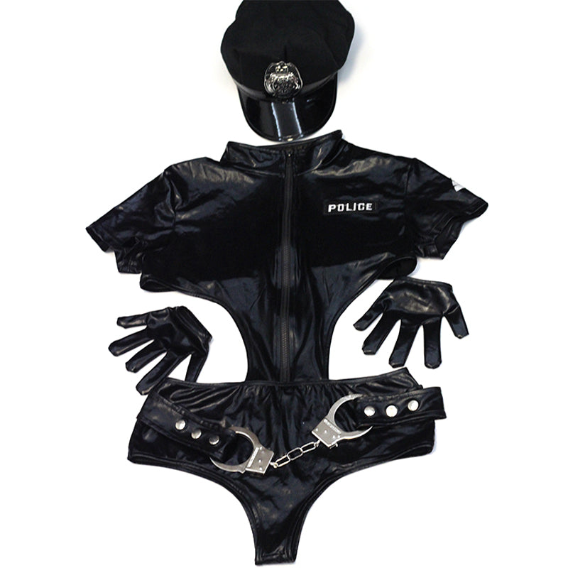 Halloween Carnival Party Game Costume Black Patent Leather - Discount Halloween City