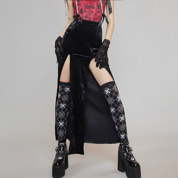 Autumn and Winter Women's Street Rock Style Sexy Slit - Discount Halloween City