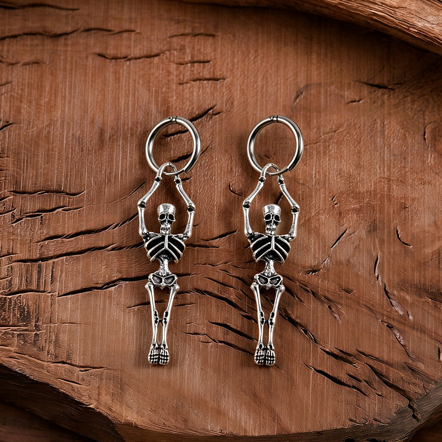 Vintage Human Skeleton Ear Cuffs - Exaggerated Gothic Punk - Discount Halloween City