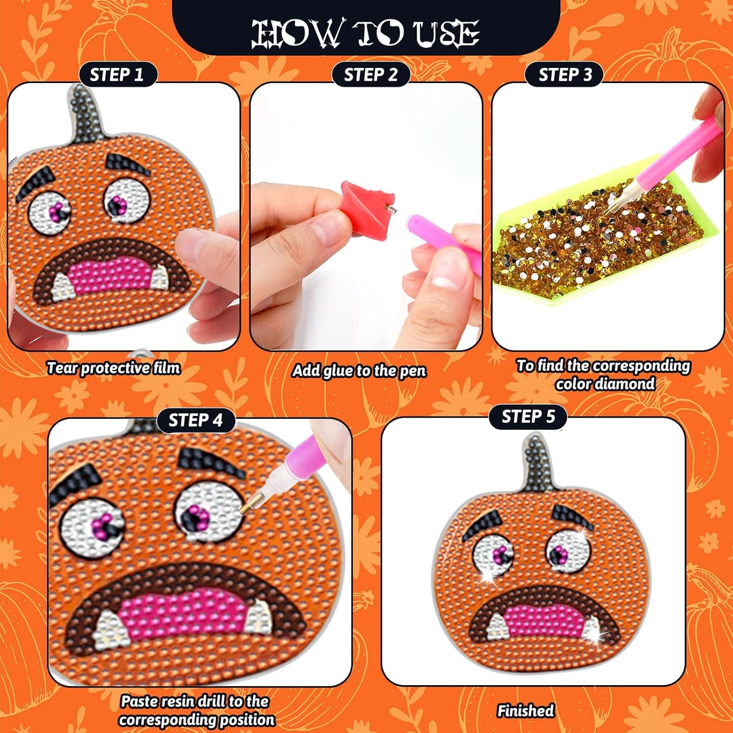 8 Packs Halloween Rhinestones Art Coasters - Discount Halloween City