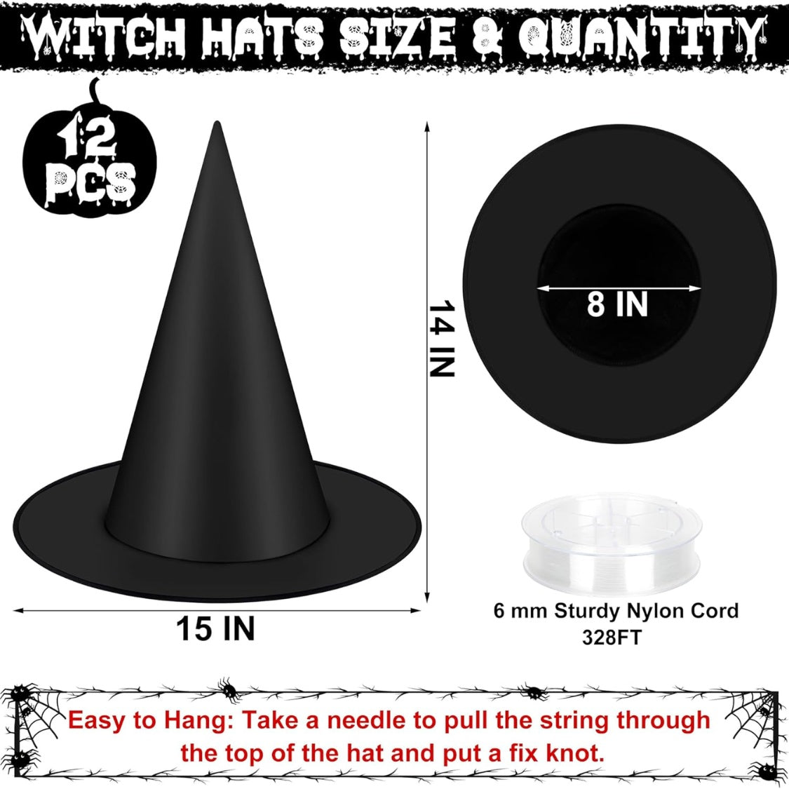 12 PCS Witch Hat - alternate view 2