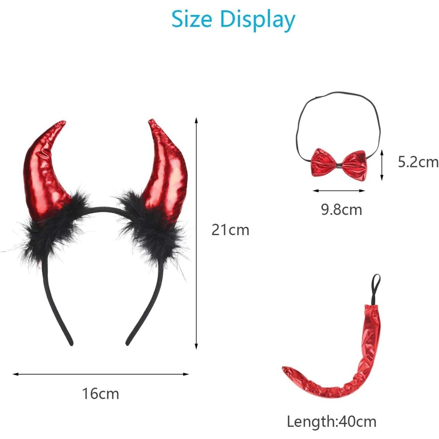 Women's 3-piece Hairband Set: Headband with Red Horn - alternate view 5