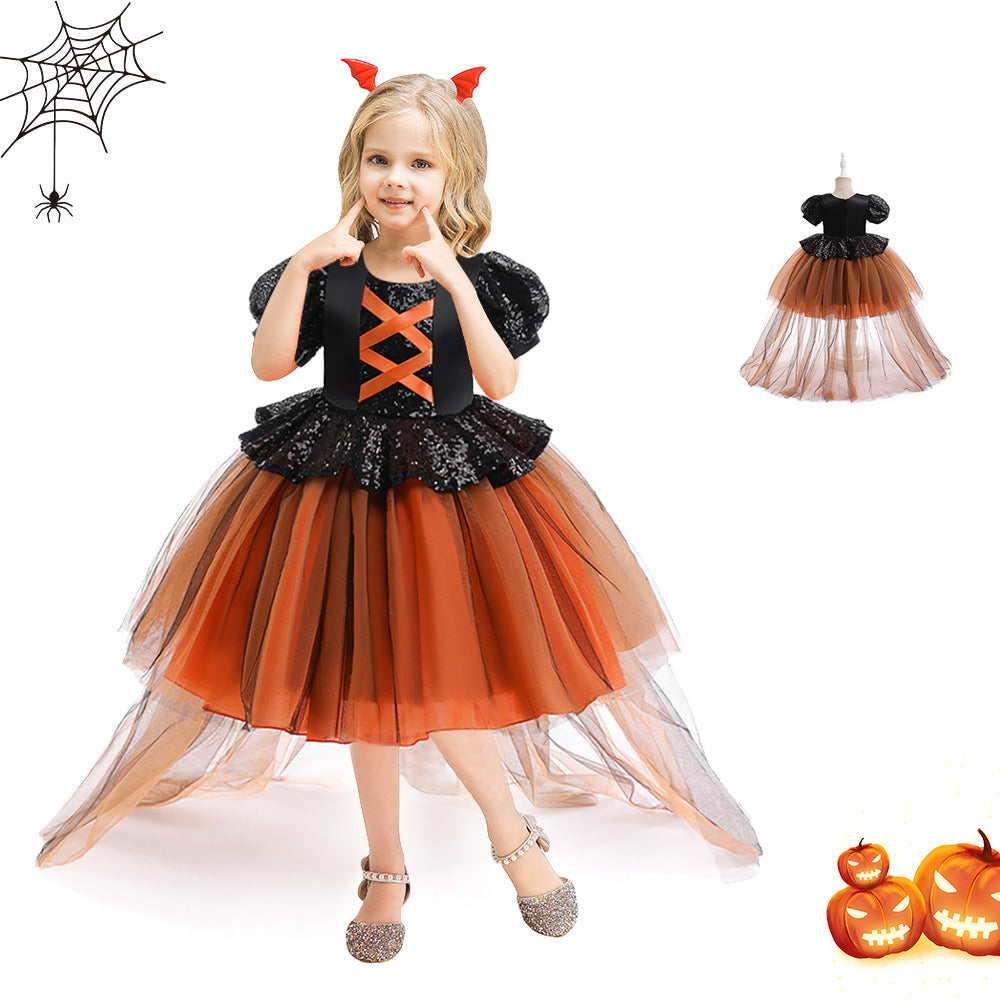 Halloween Girls' Witch Performance Costume Party Dress - Discount Halloween City