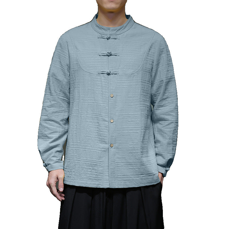 Chinese Style Men's Cotton Linen Buckle Retro Chinese - Discount Halloween City