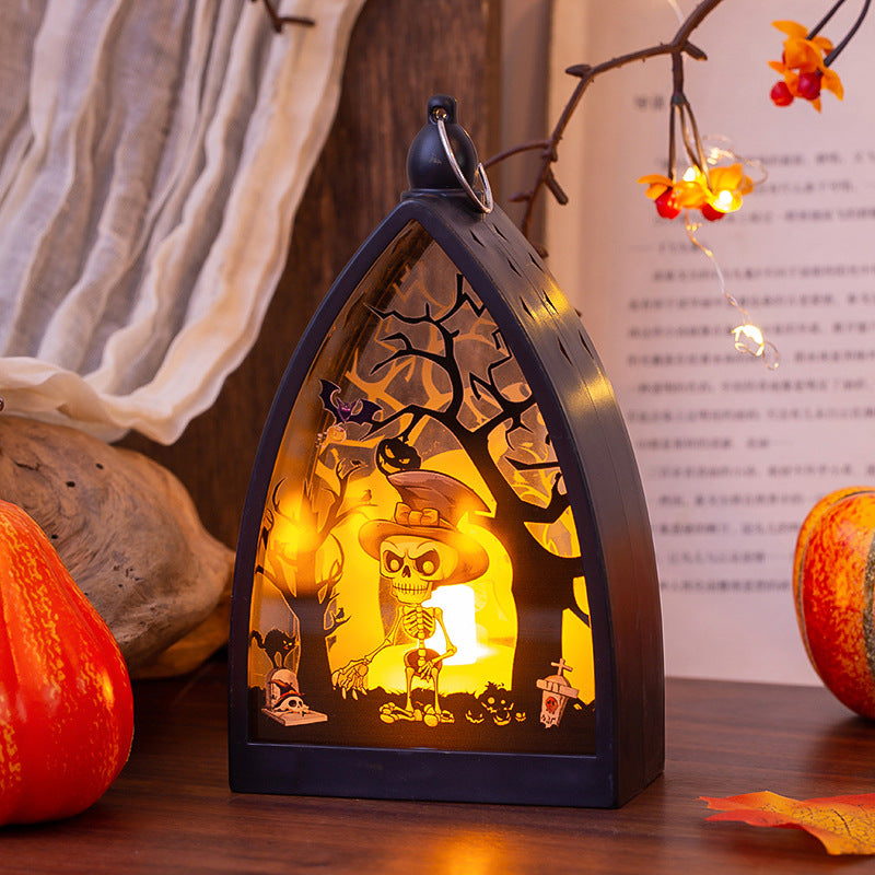 Glowing Pumpkin Skeleton Castle Wind Lamp Desktop - alternate view 4