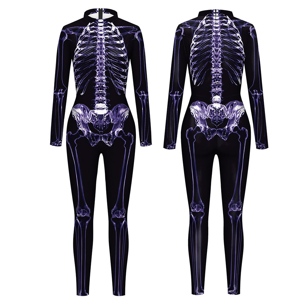 Halloween Funny Skeleton 3d Printed Stage Costume Jumpsuit - Discount Halloween City