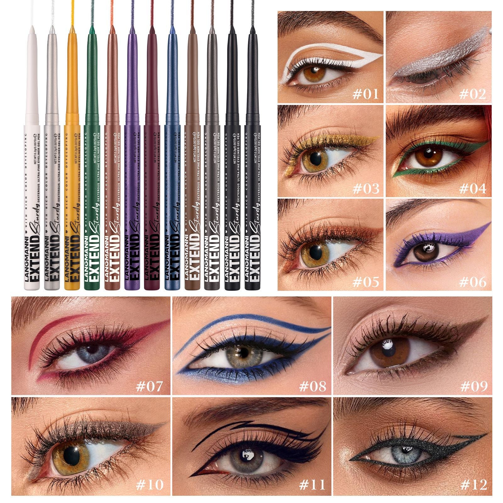 Colorful Gel Glitter Eyeliner Pencils Waterproof & Smudgeproof for Party, Halloween - Discount Halloween City