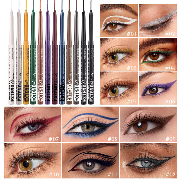 Colorful Gel Glitter Eyeliner Pencils Waterproof & Smudgeproof for Party, Halloween - Discount Halloween City