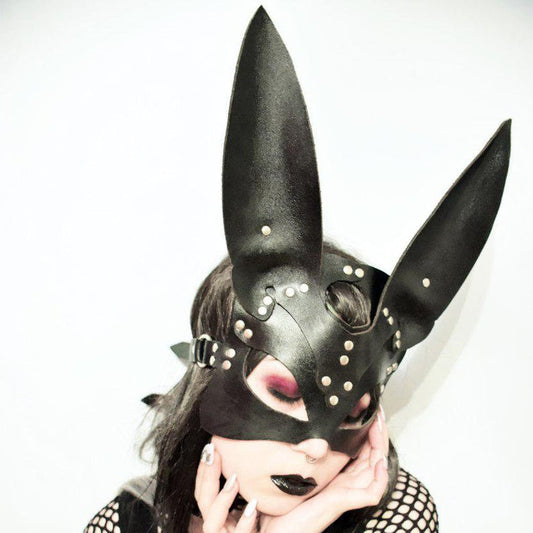 Leather-made Rabbit-ear Headdress Decoration Mask