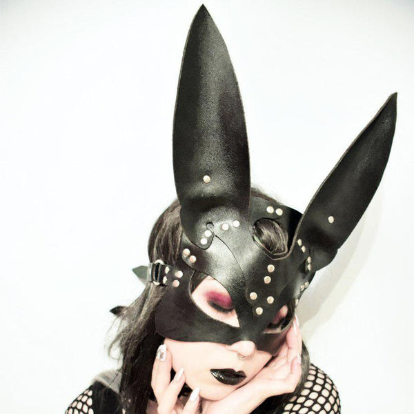 Leather-made Rabbit-ear Headdress Decoration Mask