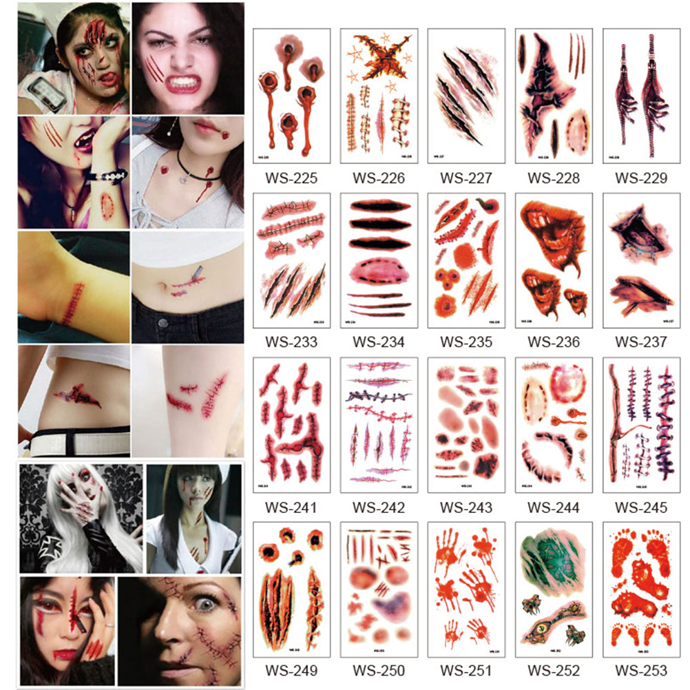 Temporary Scar Tattoos Stickers Realistic Bloody Wound Scab