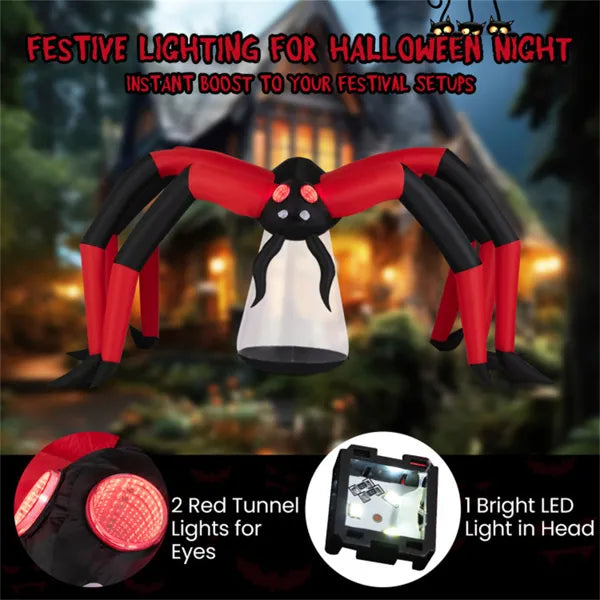 10 FT Wide 5 FT Tall Giant Halloween Inflatable Spider - LED - product image 6