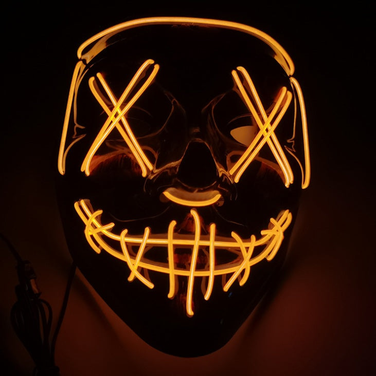 Black V Halloween Horror Glowing Mask - Discount Halloween City