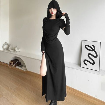 Halloween High Waist Sheath Dress Dark Witch Party Costume - Costumes