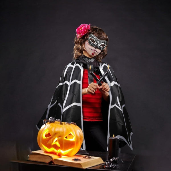2-piece Set: Spider Cape-black and White Costume