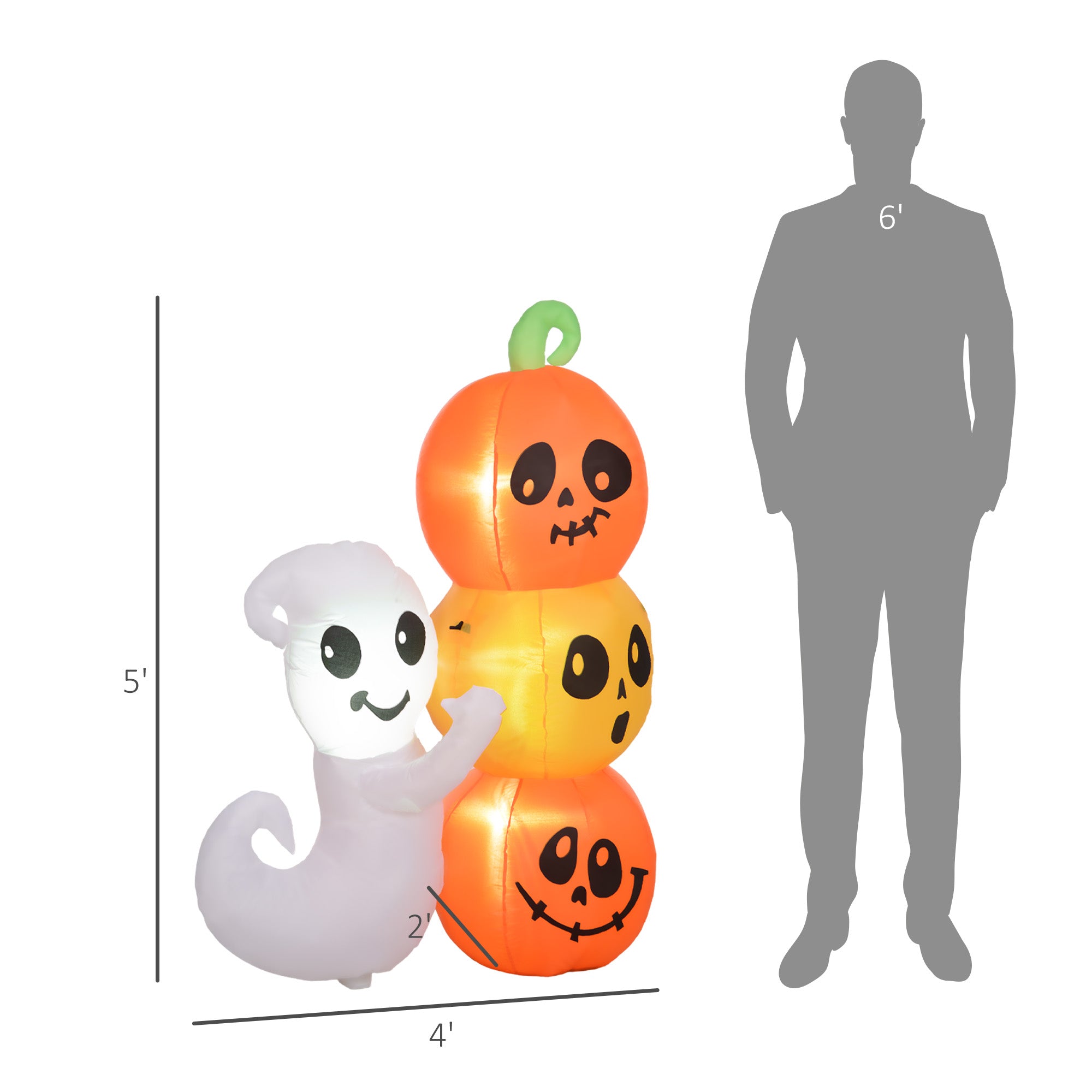 5ft Inflatable Halloween Ghost and Pumpkin - Discount Halloween City
