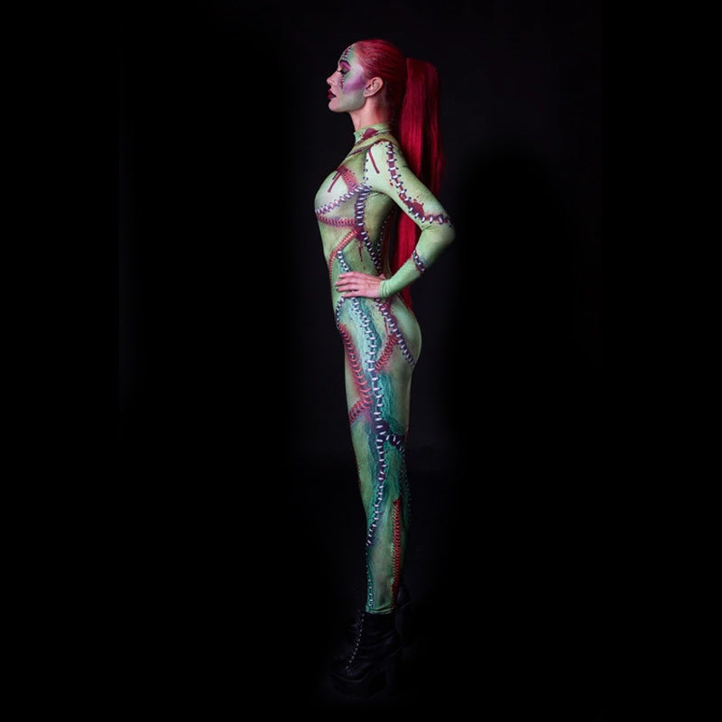 Halloween Costume Women's Makeup 3D Printing Jumpsuit - Discount Halloween City