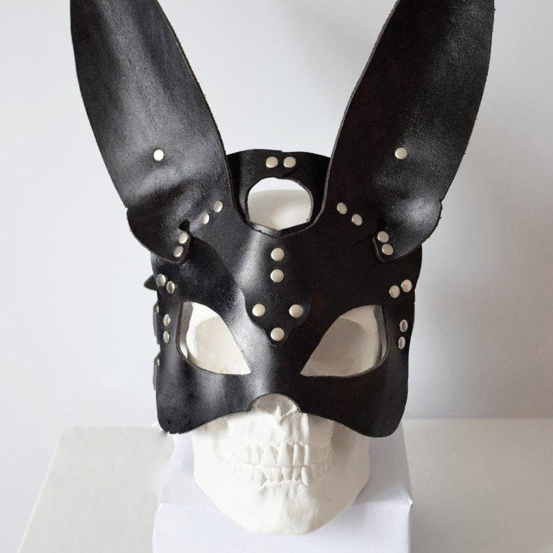 Leather-made Rabbit-ear Headdress Decoration Mask - alternate view 2