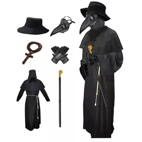 Halloween Black Disease Plague Doctor Costume Beak - Discount Halloween City