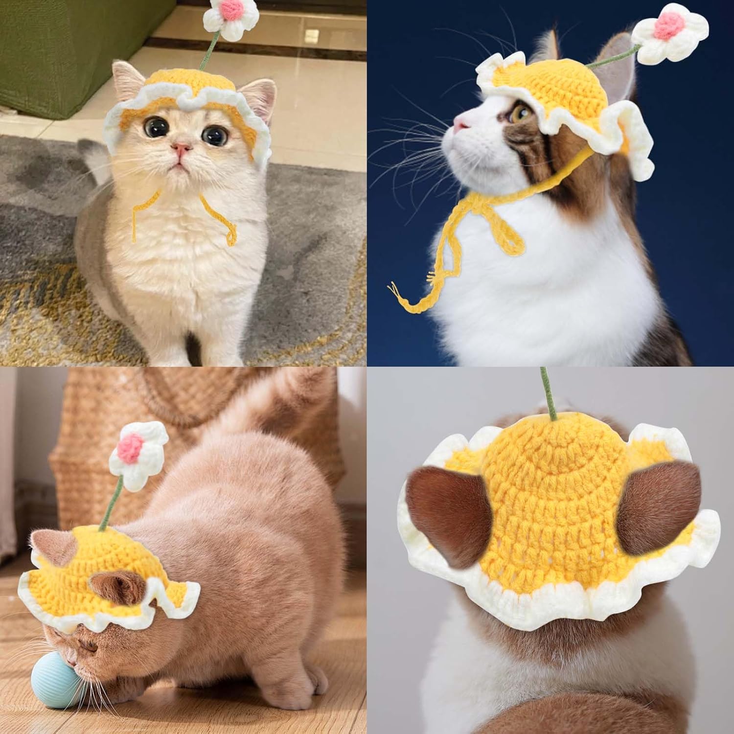 Cute Knit Cat Hat Funny Dog Hat for Cats and Small Dogs - Discount Halloween City