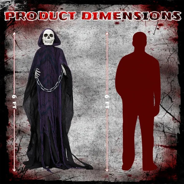 6-Ft Grim Reaper Animatronic with Chain & Sound - product image 3