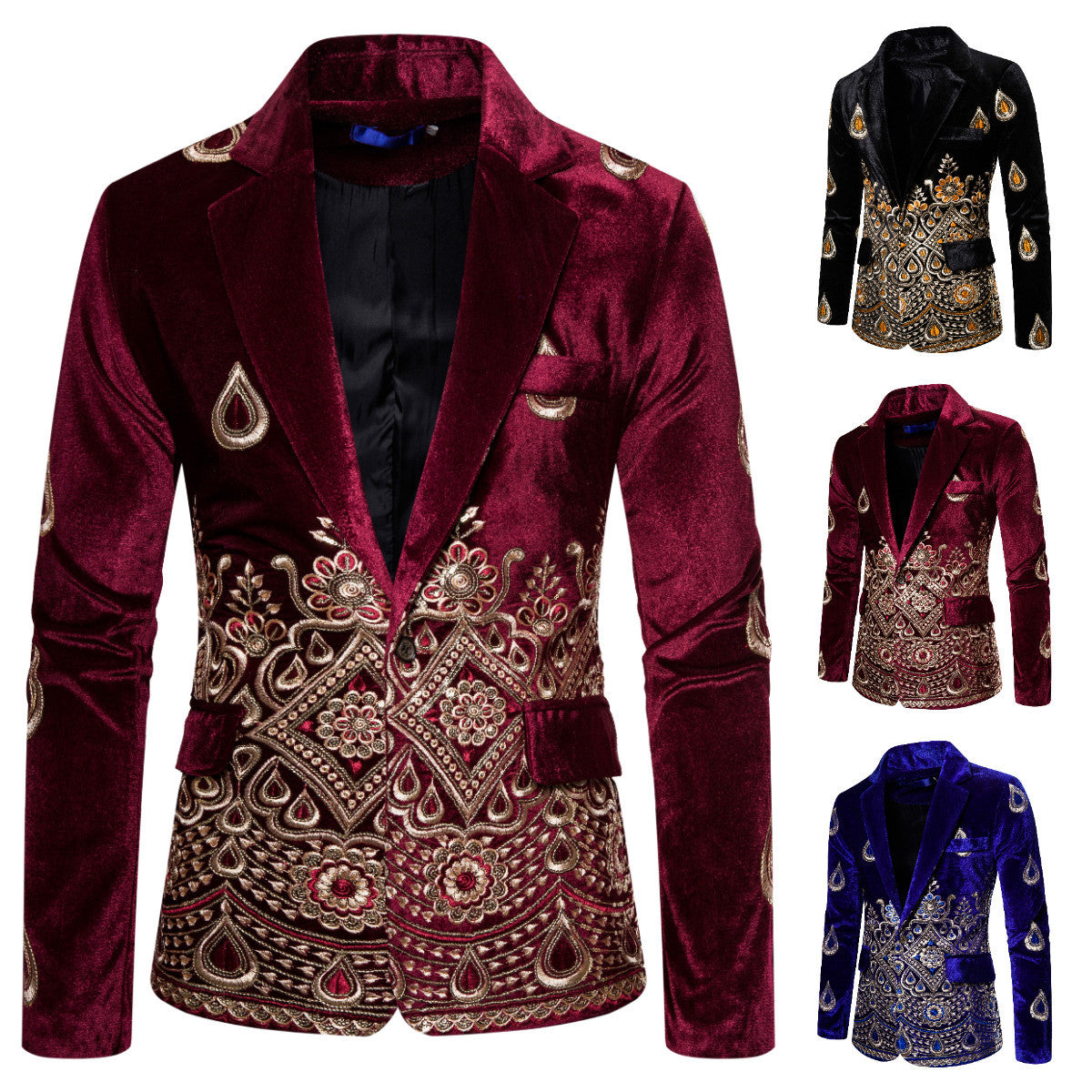 Halloween Ethnic Print Single-breasted Leisure Suits for Men - Discount Halloween City