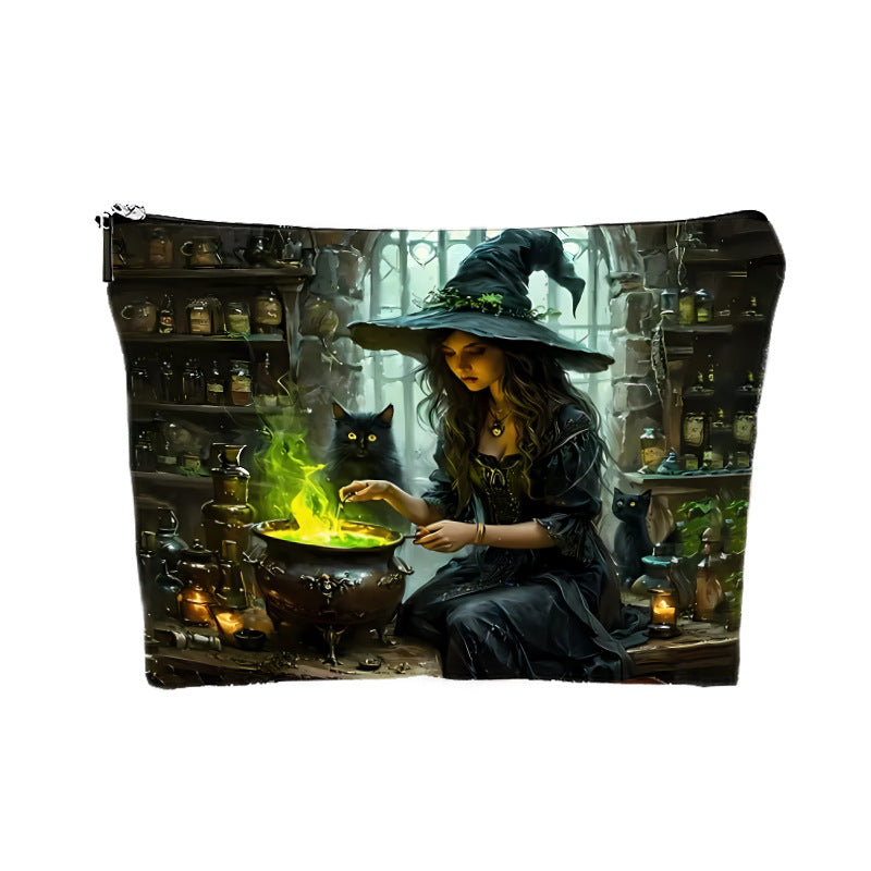 Halloween Witch Gift Canvas Makeup Bag - Discount Halloween City