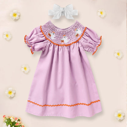 Infant Baby Girls Halloween Dress Ghost Embroidery Dress - Discount Halloween City