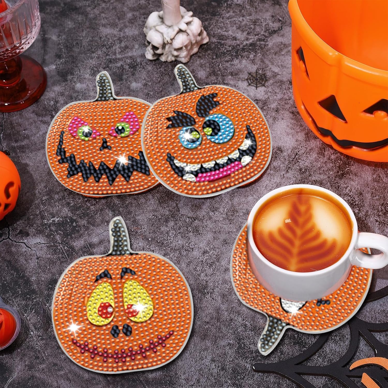 8 Packs Halloween Rhinestones Art Coasters - Discount Halloween City