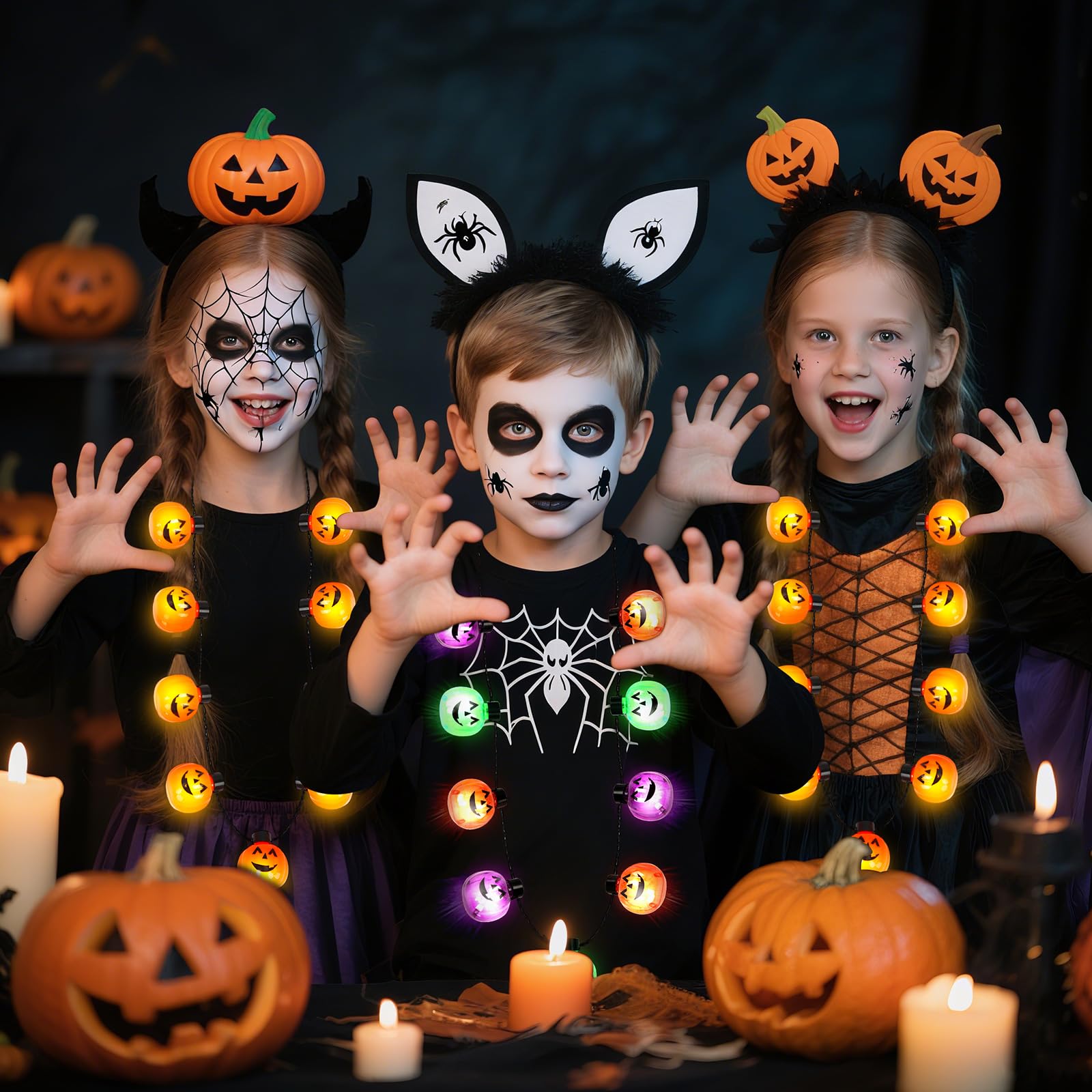 3-Piece Halloween Light Up Necklaces - Discount Halloween City
