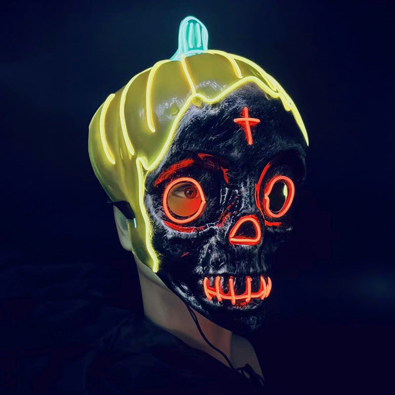 Halloween Horror Mask LED Glowing Pumpkin Skull - Discount Halloween City